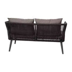 Emma and Oliver Black & Gray Allwetter-Sitzgruppe aus geflochtenem Material, vierteilig, mit Kissen und Metall-Couchtisch für Veranda, Garten und Terrasse