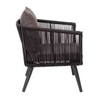 Emma and Oliver Black & Gray Allwetter-Sitzgruppe aus geflochtenem Material, vierteilig, mit Kissen und Metall-Couchtisch für Veranda, Garten und Terrasse