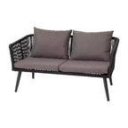 Emma and Oliver Black & Gray Allwetter-Sitzgruppe aus geflochtenem Material, vierteilig, mit Kissen und Metall-Couchtisch für Veranda, Garten und Terrasse