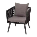 Emma and Oliver Black & Gray Allwetter-Sitzgruppe aus geflochtenem Material, vierteilig, mit Kissen und Metall-Couchtisch für Veranda, Garten und Terrasse