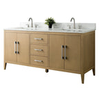 Vanity Art 72 Zoll Badezimmer-Waschtischunterschrank mit Doppelwaschbecken und Kunstmarmorplatte