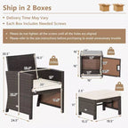 Costway 5-teiliges Terrassenmöbel-Set aus Rattan, Polsterhocker mit Bezug, platzsparend, Cremeweiß/Grau/Rot/Türkis