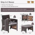 Costway 5-teiliges Terrassenmöbel-Set aus Rattan, Polsterhocker mit Bezug, platzsparend, Cremeweiß/Grau/Rot/Türkis