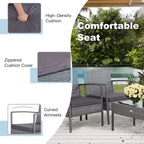 Costway 4-teiliges Outdoor Rattan Möbelset Terrassen-Sofa-Garnitur mit Kissen, Grau