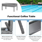 Costway 4-teiliges Outdoor Rattan Möbelset Terrassen-Sofa-Garnitur mit Kissen, Grau