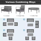 Costway 4-teiliges Outdoor Rattan Möbelset Terrassen-Sofa-Garnitur mit Kissen, Grau