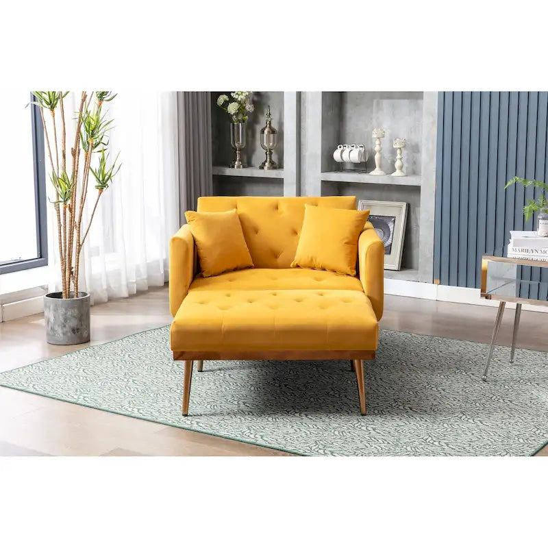 Samtgepolsterter getufteter Schlafsofasessel für das Wohnzimmer mit roségoldenen Füßen