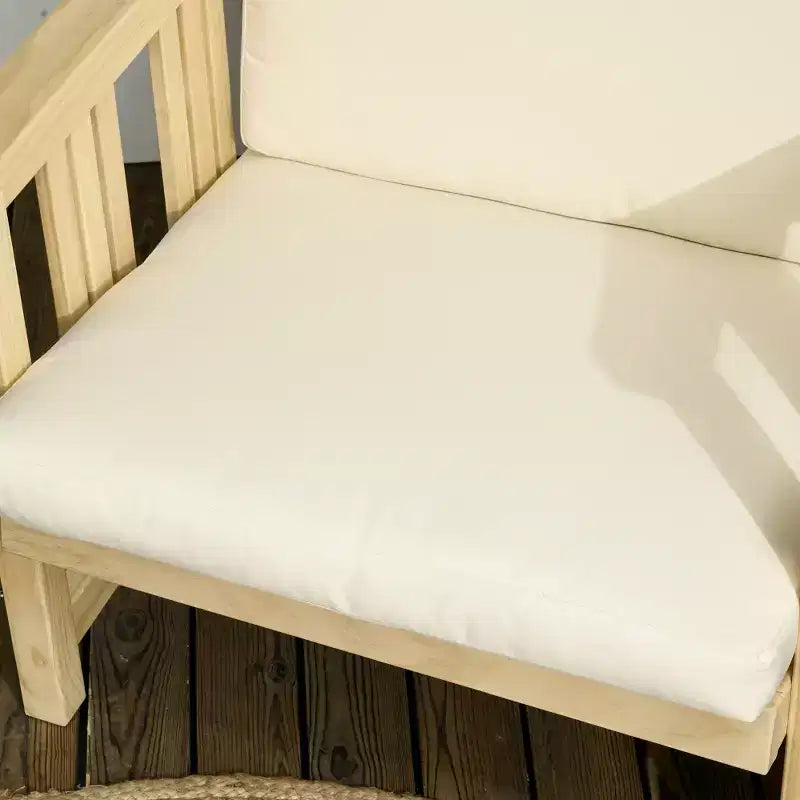 Outsunny Terrassenmöbel-Set, Holz-Gartensessel mit Ottoman, 2-teiliger gepolsterter Gartenliegestuhl, Sofasessel mit Fußstütze, Beige