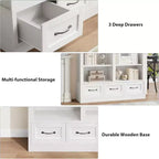 64 H Bücherregale und Bücherschränke, Bücherregal mit 3 Schubladen, 4-lagiges doppelt breites offenes Regal für Büro Wohnzimmer