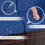 Costway 8-teiliges Terrassen-Rattanmöbel-Set mit Feuerstellentisch, Tankhalterung und Abdeckung, in Elfenbein/Schwarz/Marineblau/Rot/Türkis