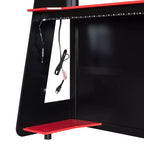 Luxystar Gaming-Hochbett mit Schreibtisch, Ablageregalen und Beleuchtung
