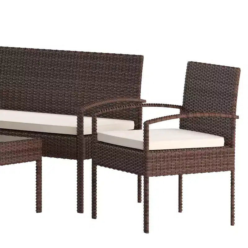 Flash Furniture Aransas Serie 4-teiliges Terrassenmöbel-Set mit Stahlrahmen und Kissen