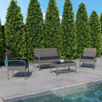 Flash Furniture Aransas Serie 4-teiliges Terrassenmöbel-Set mit Stahlrahmen und Kissen