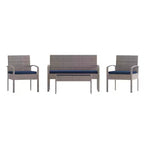 Flash Furniture Aransas Serie 4-teiliges Terrassenmöbel-Set mit Stahlrahmen und Kissen