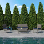 Flash Furniture Aransas Serie 4-teiliges Terrassenmöbel-Set mit Stahlrahmen und Kissen
