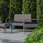 Flash Furniture Aransas Serie 4-teiliges Terrassenmöbel-Set mit Stahlrahmen und Kissen