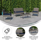 Flash Furniture Aransas Serie 4-teiliges Terrassenmöbel-Set mit Stahlrahmen und Kissen