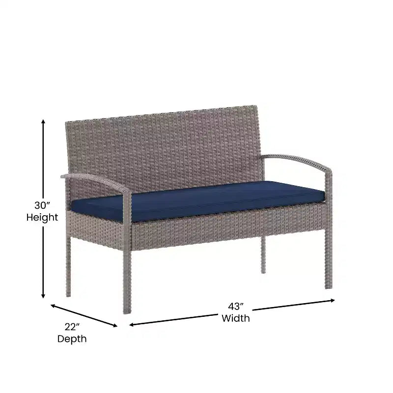 Flash Furniture Aransas Serie 4-teiliges Terrassenmöbel-Set mit Stahlrahmen und Kissen