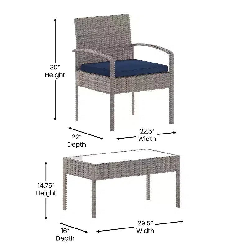 Flash Furniture Aransas Serie 4-teiliges Terrassenmöbel-Set mit Stahlrahmen und Kissen