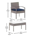 Flash Furniture Aransas Serie 4-teiliges Terrassenmöbel-Set mit Stahlrahmen und Kissen