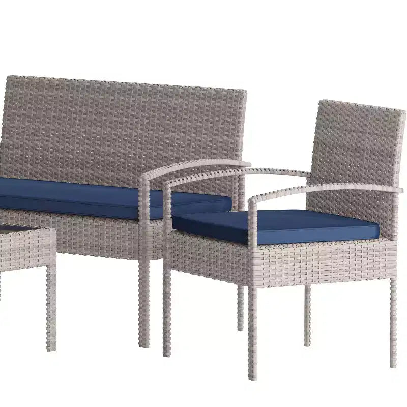 Flash Furniture Aransas Serie 4-teiliges Terrassenmöbel-Set mit Stahlrahmen und Kissen