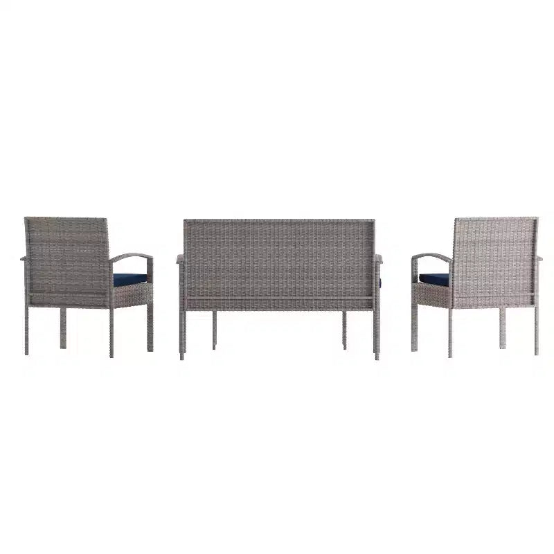 Flash Furniture Aransas Serie 4-teiliges Terrassenmöbel-Set mit Stahlrahmen und Kissen