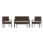 Flash Furniture Aransas Serie 4-teiliges Terrassenmöbel-Set mit Stahlrahmen und Kissen