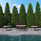 Flash Furniture Aransas Serie 4-teiliges Terrassenmöbel-Set mit Stahlrahmen und Kissen