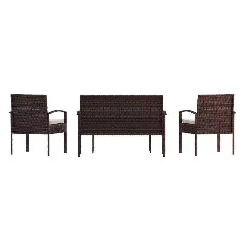 Emma and Oliver 4-teiliges Terrassenset mit Stahlgestell und Kissen - Sitzgelegenheiten für den Außenbereich