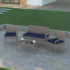 Emma and Oliver 4-teiliges Terrassenset mit Stahlgestell und Kissen - Sitzgelegenheiten für den Außenbereich