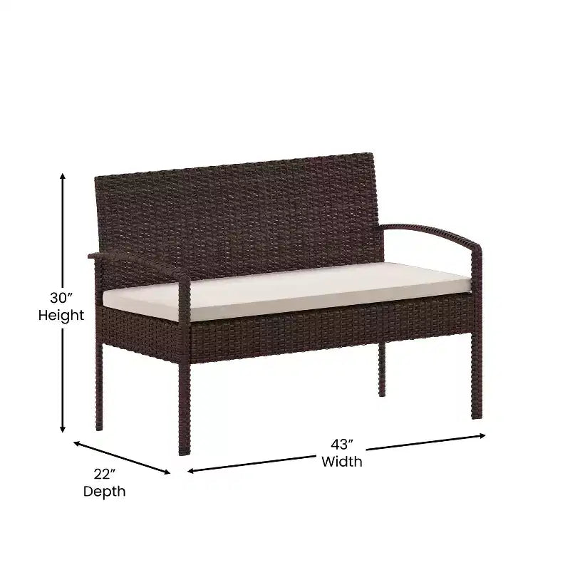 Emma and Oliver 4-teiliges Terrassenset mit Stahlgestell und Kissen - Sitzgelegenheiten für den Außenbereich
