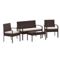 Emma and Oliver 4 Piece Patio Set with Steel Frame and Cushions - Outdoor Seating