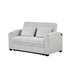 61.6 Modernes Chenille-Schlafsofa mit USB-Anschlüssen, Becherhaltern und verstellbarer Rückenlehne für Wohnzimmer, Apartment