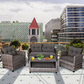 Costway 4PCS/8PCS Patio Rattan Furniture Set Coffee Table Cushioned Sofa Garden Lawn Gray
