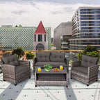 Costway 4PCS/8PCS Patio Rattan Furniture Set Coffee Table Cushioned Sofa Garden Lawn Gray