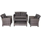 Costway 4tlg./8tlg. Terrassenmöbel-Set aus Polyrattan, Couchtisch, gepolstertes Sofa, Garten, Rasen, Grau