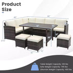 Costway 7-teiliges Terrassenmöbelset Rattan Ecksofa Konversationssofa Couchtisch Veranda