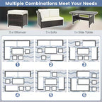 Costway 7-teiliges Terrassenmöbelset Rattan Ecksofa Konversationssofa Couchtisch Veranda