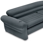 Intex Ecksofa L-förmige aufblasbare Lounge-Couch mit Getränkehaltern, Grau (2er Pack) - 26