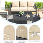 AECOJOY 7-teiliges Aluminium-Terrassenmöbel-Set Outdoor-Gesprächsgarnitur