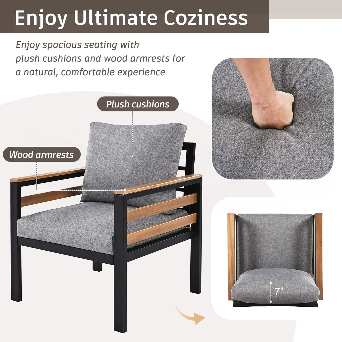 4-teiliges Outdoor-Gartenmöbel-Set mit Sofa