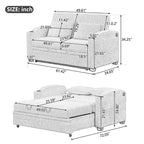 61.6 Modernes Chenille-Schlafsofa mit USB-Anschlüssen, Becherhaltern und verstellbarer Rückenlehne für Wohnzimmer, Apartment