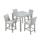 Modernes 5-teiliges Esszimmer-Set mit quadratischem Tresenhochtisch und 4 gepolsterten Stühlen