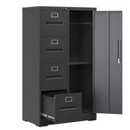 Metall-Aktenschrank Vertikal mit Schloss, Stahl-Aktenschrank mit 4 Schubladen