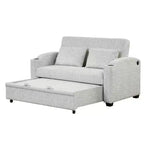 61.6 Modernes Chenille-Schlafsofa mit USB-Anschlüssen, Becherhaltern und verstellbarer Rückenlehne für Wohnzimmer, Apartment