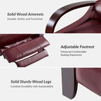Alex Mid-Century Modern Zigarren-Sessel aus echtem Leder mit manueller Relaxfunktion und geschwungenen Holzarmlehnen