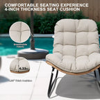 Outdoor-Papasan-Sessel mit Kissen, PE-Rattan-Gartenstühle mit Beistelltisch