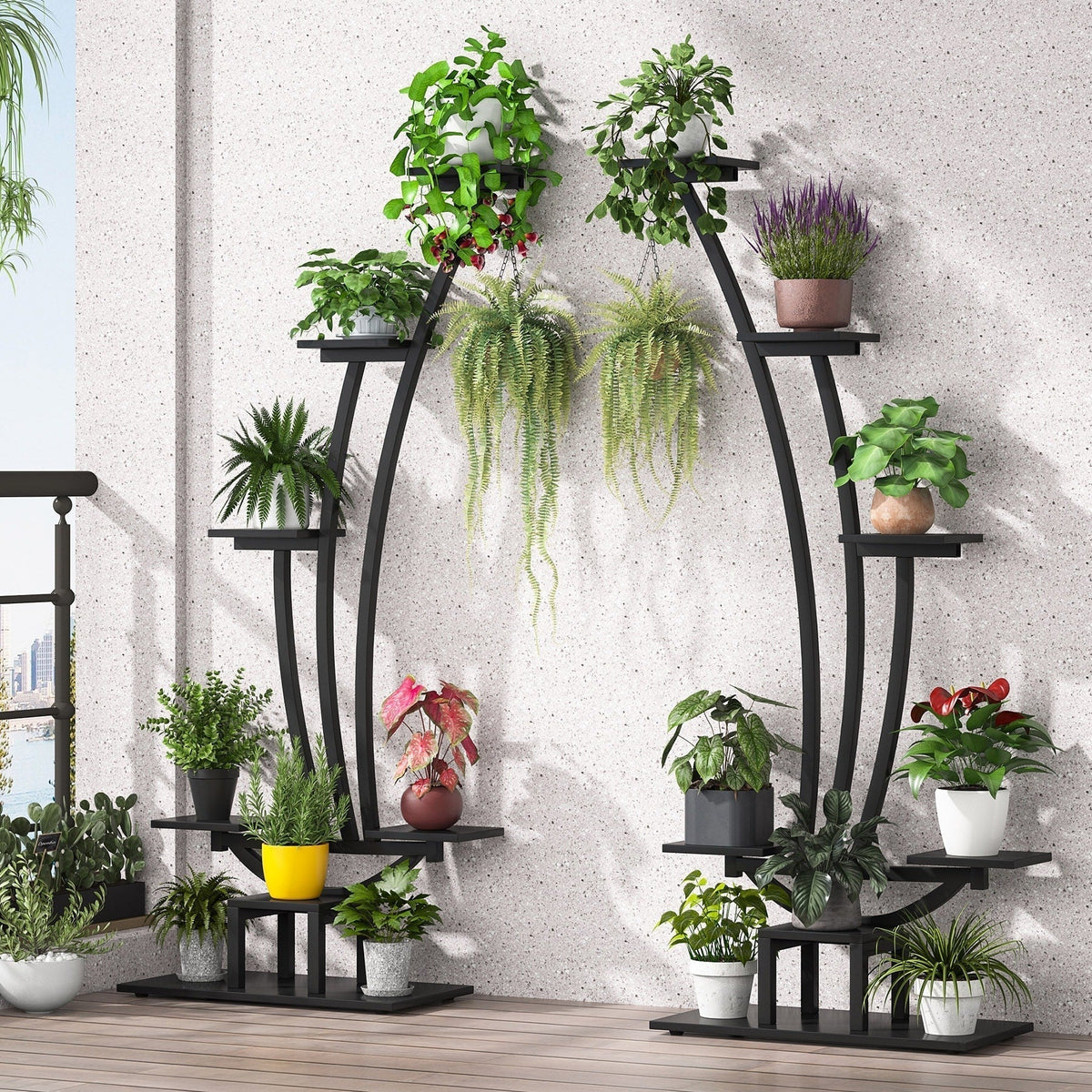 Pflanzenständer für den Innenbereich, 6-stöckiges Blumenregal für Haus und Garten – 2er-Set