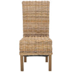 2er-Set Esszimmerstühle aus natürlichem Korbgeflecht 48B x 56T x 104H cm, Boho Coastal Stil