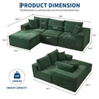 108 Modernes Sofa, 3-Sitzer Polster Ecksofa mit Kissen, Tiefes Sofa, Keine Montage Erforderlich
